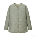 Women's Winter European Street Style Round Neck Long Sleeve Wave Quilted Jacket Lightweight Padded Cotton Coat With Buttons Solid Sage Green Casual Outerwear Women's Winter European Street Style Round Neck Long Sleeve Wave Quilted Jacket Lightweight Padded Cotton Coat With Buttons Solid Sage Green Casual Outerwear