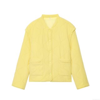 Women's Quilted Cotton Jacket 100% Polyester Wave Pattern Padded Outerwear Round Neck Long Sleeve Loose Fit Warm Winter Streetwear Coat Women's Quilted Cotton Jacket 100% Polyester Wave Pattern Padded Outerwear Round Neck Long Sleeve Loose Fit Warm Winter Streetwear Coat