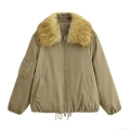 Women's Padded Puffer Jacket With Faux Fur Collar Solid Color Polyester Warm Winter Outerwear Coat With Drawstring Hem Casual Streetwear Ladies Windproof Clothing Women's Padded Puffer Jacket With Faux Fur Collar Solid Color Polyester Warm Winter Outerwear Coat With Drawstring Hem Casual Streetwear Ladies Windproof Clothing