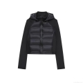 Women's Black Hooded Puffer Jacket Polyester Quilted Spliced Zipper Coat Casual Streetwear Autumn Winter Outerwear For Women Warm Long Sleeve Top Women's Black Hooded Puffer Jacket Polyester Quilted Spliced Zipper Coat Casual Streetwear Autumn Winter Outerwear For Women Warm Long Sleeve Top