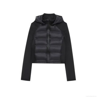 Women's Black Hooded Puffer Jacket Polyester Quilted Spliced Zipper Coat Casual Streetwear Autumn Winter Outerwear For Women Warm Long Sleeve Top Women's Black Hooded Puffer Jacket Polyester Quilted Spliced Zipper Coat Casual Streetwear Autumn Winter Outerwear For Women Warm Long Sleeve Top