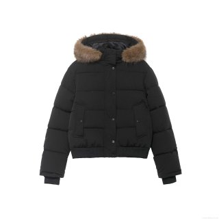 Women's Winter Hooded Puffer Jacket With Faux Fur Collar Warm Polyester Padded Coat Slim Fit Quilted Short Outerwear For Casual Daily Wear Women's Winter Hooded Puffer Jacket With Faux Fur Collar Warm Polyester Padded Coat Slim Fit Quilted Short Outerwear For Casual Daily Wear