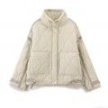 Women's Fashion Wave Quilted Puffer Jacket 100% Polyester Stand Collar Cotton Coat Long Sleeve Casual Winter Warm Windproof Beige Outerwear For Women Women's Fashion Wave Quilted Puffer Jacket 100% Polyester Stand Collar Cotton Coat Long Sleeve Casual Winter Warm Windproof Beige Outerwear For Women