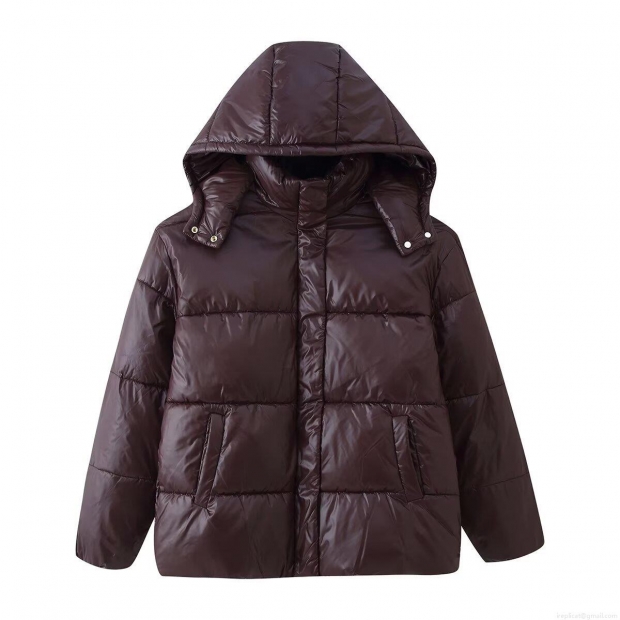Women's Shiny Puffer Coat Winter Warm Quilted Hooded Jacket Loose Fit Dark Brown Padded Parka Outwear For Daily Casual Wear Windproof Thick Coat Women's Shiny Puffer Coat Winter Warm Quilted Hooded Jacket Loose Fit Dark Brown Padded Parka Outwear For Daily Casual Wear Windproof Thick Coat