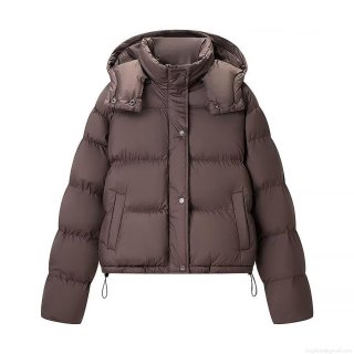 Women's Short Puffer Jacket Hooded Thickened Cotton Padded Coat Casual Winter Warm Zipper Snap Button Outerwear Solid Color For Women Daily Women's Short Puffer Jacket Hooded Thickened Cotton Padded Coat Casual Winter Warm Zipper Snap Button Outerwear Solid Color For Women Daily
