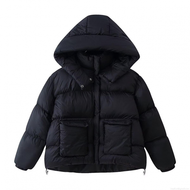 Women's Winter Hooded Cotton Jacket Loose Solid Color Warm Bread Puffer Coat With Pockets Casual Outdoor Padded Overcoat For Women Women's Winter Hooded Cotton Jacket Loose Solid Color Warm Bread Puffer Coat With Pockets Casual Outdoor Padded Overcoat For Women