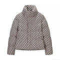 Women's Geometric Monogram Printed Puffer Jacket Stand Collar Loose Fit Winter Warm Padded Coat With Pockets Casual Chic Outerwear Women's Geometric Monogram Printed Puffer Jacket Stand Collar Loose Fit Winter Warm Padded Coat With Pockets Casual Chic Outerwear