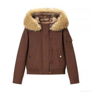 Women's Winter Warm Faux Fur Trimmed Hooded Cotton Padded Jacket Polyester Casual Solid Color Puffer Coat With Ribbed Cuffs And Hem Women's Winter Warm Faux Fur Trimmed Hooded Cotton Padded Jacket Polyester Casual Solid Color Puffer Coat With Ribbed Cuffs And Hem