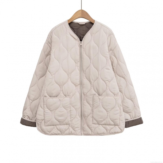 Women's Casual Lightweight Wavy Quilted Jacket Zip Up Padded Coat With Pockets Solid Color Polyester Outerwear For Women Simple Winter Style Women's Casual Lightweight Wavy Quilted Jacket Zip Up Padded Coat With Pockets Solid Color Polyester Outerwear For Women Simple Winter Style