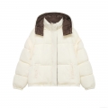 Women's Winter Contrast Hooded Puffer Jacket 100% Polyester Padded Coat Loose Fit Casual Warm Outerwear Windproof Zipper Button Closure For Ladies Women's Winter Contrast Hooded Puffer Jacket 100% Polyester Padded Coat Loose Fit Casual Warm Outerwear Windproof Zipper Button Closure For Ladies