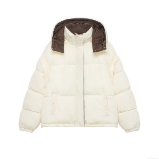 Women's Winter Contrast Hooded Puffer Jacket 100% Polyester Padded Coat Loose Fit Casual Warm Outerwear Windproof Zipper Button Closure For Ladies Women's Winter Contrast Hooded Puffer Jacket 100% Polyester Padded Coat Loose Fit Casual Warm Outerwear Windproof Zipper Button Closure For Ladies