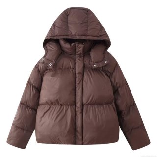 Women's Winter Puffer Jacket Hooded Short Cotton Padded Coat Quilted Warm Outwear With Metal Snaps Casual Solid Color Windproof Jacket For Women Women's Winter Puffer Jacket Hooded Short Cotton Padded Coat Quilted Warm Outwear With Metal Snaps Casual Solid Color Windproof Jacket For Women