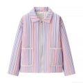 Women's Casual Colorful Striped Quilted Jacket Padded Puffer Coat With Gold Zipper Pockets Polyester Spandex Blend Loose Fit Autumn Winter Outerwear For Women Women's Casual Colorful Striped Quilted Jacket Padded Puffer Coat With Gold Zipper Pockets Polyester Spandex Blend Loose Fit Autumn Winter Outerwear For Women