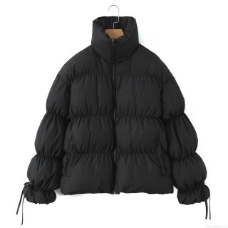 Women's Winter Puffer Jacket Stand Collar Quilted Cotton Padded Coat With Drawstring Cuffs Casual Loose Warm Outerwear For Ladies Women's Winter Puffer Jacket Stand Collar Quilted Cotton Padded Coat With Drawstring Cuffs Casual Loose Warm Outerwear For Ladies
