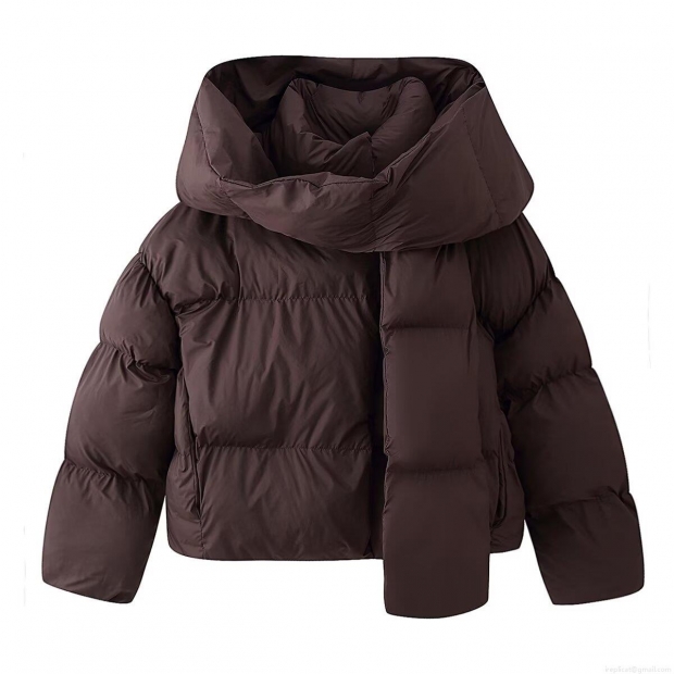 Women's Fashion Hooded Puffer Jacket with Detachable Scarf Solid Color Thick Warm Cotton Padded Coat Casual Winter Outerwear for Ladies Women's Fashion Hooded Puffer Jacket with Detachable Scarf Solid Color Thick Warm Cotton Padded Coat Casual Winter Outerwear for Ladies
