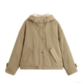 Women's Casual Hooded Parka Jacket With Faux Fur Collar Warm Polyester Padded Coat For Winter Autumn Outdoor Khaki Zip Up Windproof Outerwear Women's Casual Hooded Parka Jacket With Faux Fur Collar Warm Polyester Padded Coat For Winter Autumn Outdoor Khaki Zip Up Windproof Outerwear