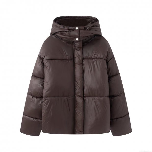 Women's Glossy Hooded Puffer Jacket Quilted Padded Winter Coat With Stand Collar Loose Fit Casual Warm Thick Outerwear Parka For Women Women's Glossy Hooded Puffer Jacket Quilted Padded Winter Coat With Stand Collar Loose Fit Casual Warm Thick Outerwear Parka For Women