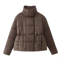 Women's Fashion Short Quilted Cotton Padded Jacket Retro Stand Collar Drawstring Waist Warm Puffer Coat Thick Winter Outerwear Casual Solid Color Top Women's Fashion Short Quilted Cotton Padded Jacket Retro Stand Collar Drawstring Waist Warm Puffer Coat Thick Winter Outerwear Casual Solid Color Top