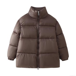 Women's Casual Oversized Quilted Puffer Jacket Stand Collar Winter Warm Padded Coat Polyester Cotton Blend Outerwear Coffee Brown Windproof Zip Up Padded Jacket Women's Casual Oversized Quilted Puffer Jacket Stand Collar Winter Warm Padded Coat Polyester Cotton Blend Outerwear Coffee Brown Windproof Zip Up Padded Jacket