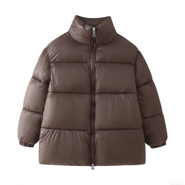 Women's Casual Oversized Quilted Puffer Jacket Stand Collar Winter Warm Padded Coat Polyester Cotton Blend Outerwear Coffee Brown Windproof Zip Up Padded Jacket Women's Casual Oversized Quilted Puffer Jacket Stand Collar Winter Warm Padded Coat Polyester Cotton Blend Outerwear Coffee Brown Windproof Zip Up Padded Jacket