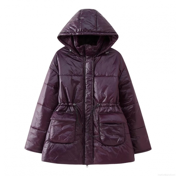 Women's Hooded Shiny Cotton Padded Jacket Casual Waist Cinch Drawstring Winter Warm Puffer Coat With Pockets For Outdoor Daily Women Clothing Women's Hooded Shiny Cotton Padded Jacket Casual Waist Cinch Drawstring Winter Warm Puffer Coat With Pockets For Outdoor Daily Women Clothing