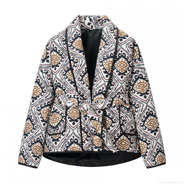 Women's Vintage Ethnic Geometric Print Quilted Jacket V-Neck Lace-Up Padded Coat Bohemian Long Sleeve Lightweight Cotton Blend Outwear Women's Vintage Ethnic Geometric Print Quilted Jacket V-Neck Lace-Up Padded Coat Bohemian Long Sleeve Lightweight Cotton Blend Outwear