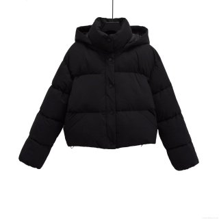Women's Short Hooded Puffer Jacket Thickened Winter Cotton-Padded Coat Solid Color Windproof Warm Outerwear For Women Daily Commute Casual Style
