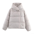 Women's Hooded Waterproof Puffer Jacket Thick Cotton-Padded Coat Loose Streetwear Warm Winter Jacket Outwear Solid Color Light Gray Polyester Jacket Women's Hooded Waterproof Puffer Jacket Thick Cotton-Padded Coat Loose Streetwear Warm Winter Jacket Outwear Solid Color Light Gray Polyester Jacket
