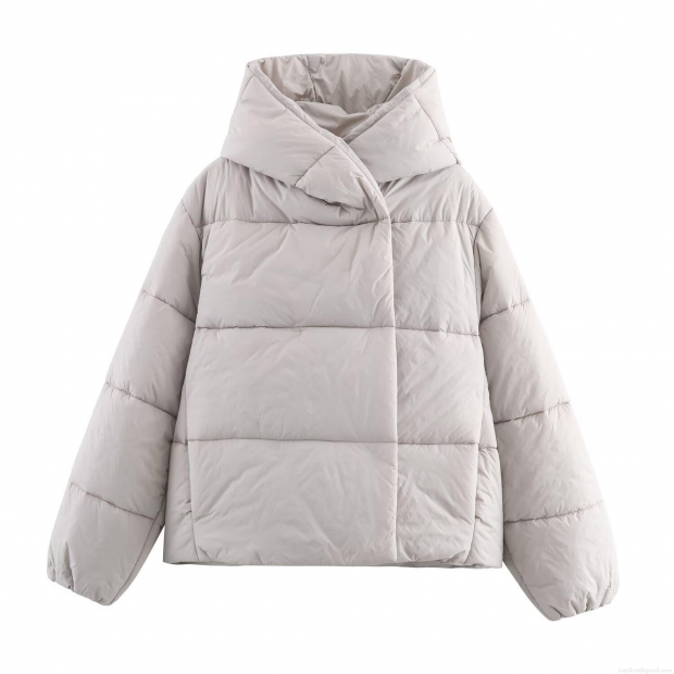 Women's Hooded Waterproof Puffer Jacket Thick Cotton-Padded Coat Loose Streetwear Warm Winter Jacket Outwear Solid Color Light Gray Polyester Jacket Women's Hooded Waterproof Puffer Jacket Thick Cotton-Padded Coat Loose Streetwear Warm Winter Jacket Outwear Solid Color Light Gray Polyester Jacket