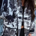 Women's Retro Toile de Jouy Print Quilted Jacket French Vintage Padded Coat Lapel Loose Long Sleeve Outerwear For Autumn Winter Women's Retro Toile de Jouy Print Quilted Jacket French Vintage Padded Coat Lapel Loose Long Sleeve Outerwear For Autumn Winter