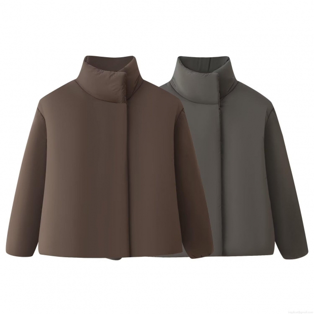 Women's Casual Loose Padded Jacket Stand Collar Long Sleeve Solid Color Winter Coat Minimalist Streetwear Outerwear For Women Polyester Padded Jacket With Concealed Button Women's Casual Loose Padded Jacket Stand Collar Long Sleeve Solid Color Winter Coat Minimalist Streetwear Outerwear For Women Polyester Padded Jacket With Concealed Button