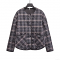 Women's Western Style Round Neck Quilted Plaid Jacket With Single Breasted Buttons Long Sleeve Polyester Outerwear Gray Pink White Warm Coat For Autumn Winter Streetwear Women's Western Style Round Neck Quilted Plaid Jacket With Single Breasted Buttons Long Sleeve Polyester Outerwear Gray Pink White Warm Coat For Autumn Winter Streetwear