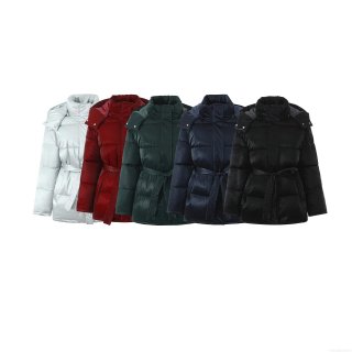 Women's Glossy Puffer Jacket Hooded Mid-Long Padded Cotton Coat With Waist Tie Winter Warm Windproof Outerwear Fashion Streetwear Ladies Padded Jacket Women's Glossy Puffer Jacket Hooded Mid-Long Padded Cotton Coat With Waist Tie Winter Warm Windproof Outerwear Fashion Streetwear Ladies Padded Jacket