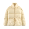 Women's Puffer Jacket White Duck Down Filled Warm Stand Collar Drawstring Waist Padded Coat Winter Casual Streetwear Ladies Windproof Outerwear Women's Puffer Jacket White Duck Down Filled Warm Stand Collar Drawstring Waist Padded Coat Winter Casual Streetwear Ladies Windproof Outerwear