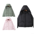 Women's Winter Oversized Padded Jacket Fashion Casual Detachable Hooded Cotton Coat Warm Windproof Short Parka Outerwear With Drawstring Hem Women's Winter Oversized Padded Jacket Fashion Casual Detachable Hooded Cotton Coat Warm Windproof Short Parka Outerwear With Drawstring Hem