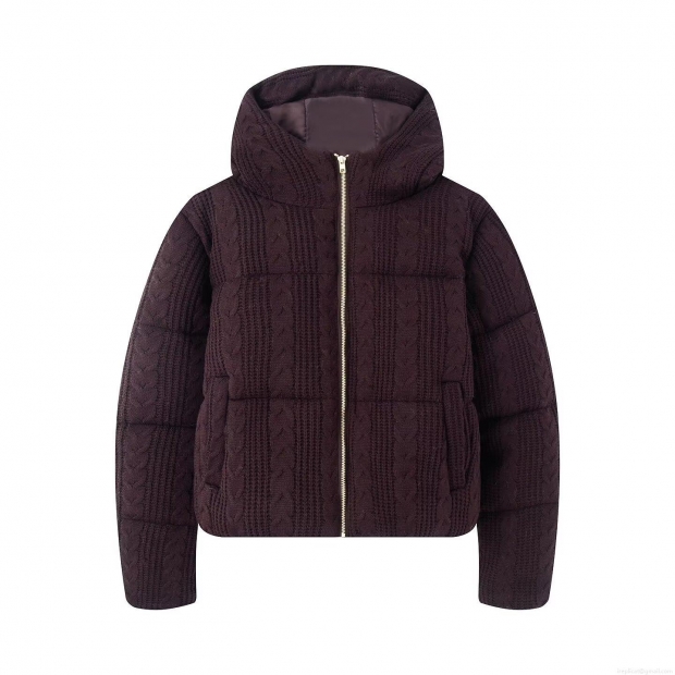 Women Winter Hooded Padded Jacket Fashion Loose Knit Pattern Coat Warm Streetwear Outwear Cotton Blend Windproof Parka Jacket For Ladies Women Winter Hooded Padded Jacket Fashion Loose Knit Pattern Coat Warm Streetwear Outwear Cotton Blend Windproof Parka Jacket For Ladies