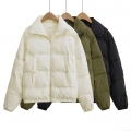 Women's Mid-Length Puffer Cotton Jacket Polyester Windproof Stand Collar Zipper Pockets Quilted Coat For Winter Outdoor Daily Western Street Fashion Women's Mid-Length Puffer Cotton Jacket Polyester Windproof Stand Collar Zipper Pockets Quilted Coat For Winter Outdoor Daily Western Street Fashion