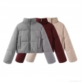 Women's Winter Knitted Stand Collar Puffer Jacket Casual Warm Solid Color Quilted Polyester Coat Long Sleeve Zipper Streetwear Outerwear For Women Women's Winter Knitted Stand Collar Puffer Jacket Casual Warm Solid Color Quilted Polyester Coat Long Sleeve Zipper Streetwear Outerwear For Women