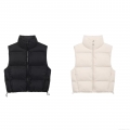 Women Stand Collar Padded Vest Warm Down Cotton Sleeveless Jacket Quilted Windproof Waistcoat Autumn Winter Streetwear Outerwear Adjustable Hem Women Stand Collar Padded Vest Warm Down Cotton Sleeveless Jacket Quilted Windproof Waistcoat Autumn Winter Streetwear Outerwear Adjustable Hem