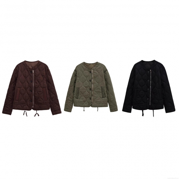 Women Casual Loose Quilted Cotton Padded Jacket Winter Round Neck Long Sleeve Outerwear Coat With Zipper And Buttons Streetwear For Ladies Polyester Warm Women Casual Loose Quilted Cotton Padded Jacket Winter Round Neck Long Sleeve Outerwear Coat With Zipper And Buttons Streetwear For Ladies Polyester Warm