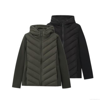 Women's Winter Hooded Spliced Puffer Jacket Warm Polyester Shell Synthetic Cotton Filling Coat With Drawstring Pockets Street Style Windproof Outerwear Women's Winter Hooded Spliced Puffer Jacket Warm Polyester Shell Synthetic Cotton Filling Coat With Drawstring Pockets Street Style Windproof Outerwear