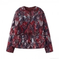Women's Abstract Print Quilted Jacket Round Neck Long Sleeve Single-Breasted Puffer Coat With Pockets Vintage Artistic Winter Outerwear Women's Abstract Print Quilted Jacket Round Neck Long Sleeve Single-Breasted Puffer Coat With Pockets Vintage Artistic Winter Outerwear
