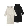 Women Long Hooded Diamond Quilted Puffer Coat With Belt Solid Color Polyester Padded Winter Jacket Warm Streetwear Outerwear For Women Women Long Hooded Diamond Quilted Puffer Coat With Belt Solid Color Polyester Padded Winter Jacket Warm Streetwear Outerwear For Women