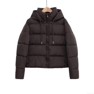 Women's Espresso Brown Hooded Padded Jacket Horizontal Quilted Zip Up Long Sleeve Warm Winter Puffer Coat With Drawstring Hood Ribbed Cuffs Casual Streetwear Outdoor Outerwear Women's Espresso Brown Hooded Padded Jacket Horizontal Quilted Zip Up Long Sleeve Warm Winter Puffer Coat With Drawstring Hood Ribbed Cuffs Casual Streetwear Outdoor Outerwear