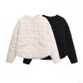 Women's Autumn Winter Bow Knot Pattern Quilted Jacket Casual Crew Neck Single Breasted Lightweight Puffer Cotton Coat Streetwear Outerwear For Women Women's Autumn Winter Bow Knot Pattern Quilted Jacket Casual Crew Neck Single Breasted Lightweight Puffer Cotton Coat Streetwear Outerwear For Women