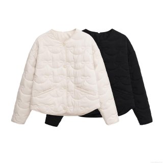Women's Autumn Winter Bow Knot Pattern Quilted Jacket Casual Crew Neck Single Breasted Lightweight Puffer Cotton Coat Streetwear Outerwear For Women Women's Autumn Winter Bow Knot Pattern Quilted Jacket Casual Crew Neck Single Breasted Lightweight Puffer Cotton Coat Streetwear Outerwear For Women