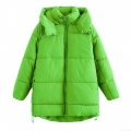 Women Winter Mid-Length Hooded Padded Coat Solid Color Quilted Polyester Outerwear Long Sleeve Windproof Jacket For Daily Street Wear Women Winter Mid-Length Hooded Padded Coat Solid Color Quilted Polyester Outerwear Long Sleeve Windproof Jacket For Daily Street Wear