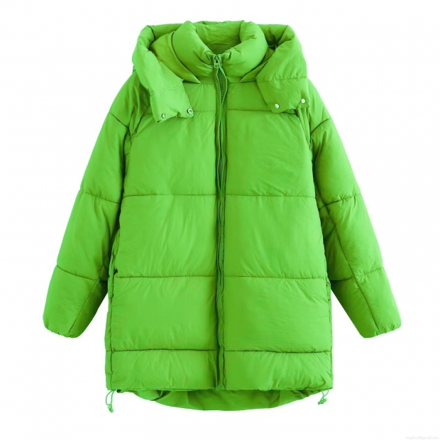 Women Winter Mid-Length Hooded Padded Coat Solid Color Quilted Polyester Outerwear Long Sleeve Windproof Jacket For Daily Street Wear Women Winter Mid-Length Hooded Padded Coat Solid Color Quilted Polyester Outerwear Long Sleeve Windproof Jacket For Daily Street Wear