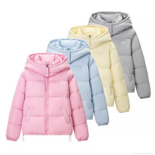 Women's Hooded Winter Puffer Jacket Sweet Macaron Color Loose Fit Padded Coat Warm Quilted Outerwear With Drawstring Hem Full Zip Parka For Daily Travel Women's Hooded Winter Puffer Jacket Sweet Macaron Color Loose Fit Padded Coat Warm Quilted Outerwear With Drawstring Hem Full Zip Parka For Daily Travel
