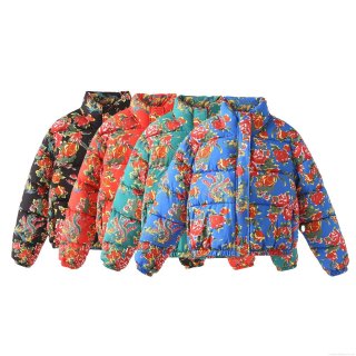 Women's Retro Chinese Ethnic Floral Print Padded Jacket Warm Quilted Cotton Coat With Stand Collar Loose Fit Long Sleeve Zipper Outwear For Winter Women's Retro Chinese Ethnic Floral Print Padded Jacket Warm Quilted Cotton Coat With Stand Collar Loose Fit Long Sleeve Zipper Outwear For Winter